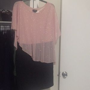 Sparkly Pink & Black Smocked Top Dress size 14w